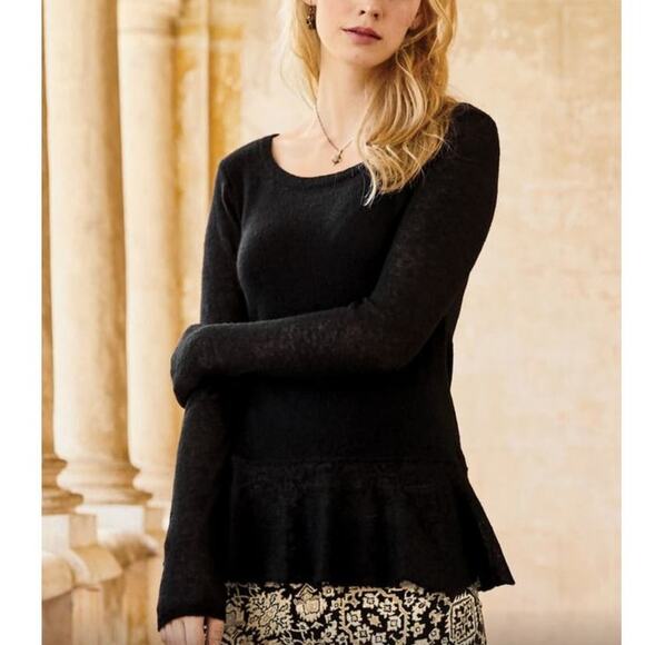 Peruvian Connection Sweater Women's XS Black Baby Alpaca Blend Dark Romantic - Picture 10 of 10